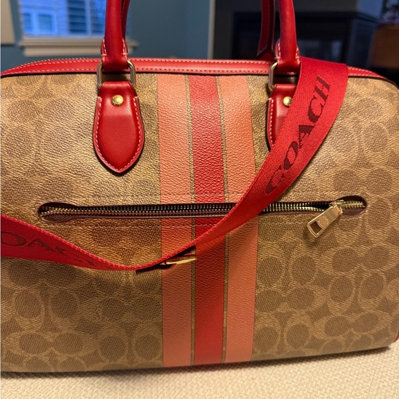 Rowan Large Satchel Bag In Signature Canvas With Stripe - Picture 6 of 7